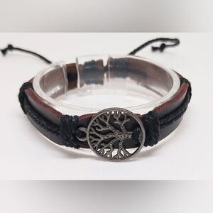 Men's bracelet leather Tree of life new e38